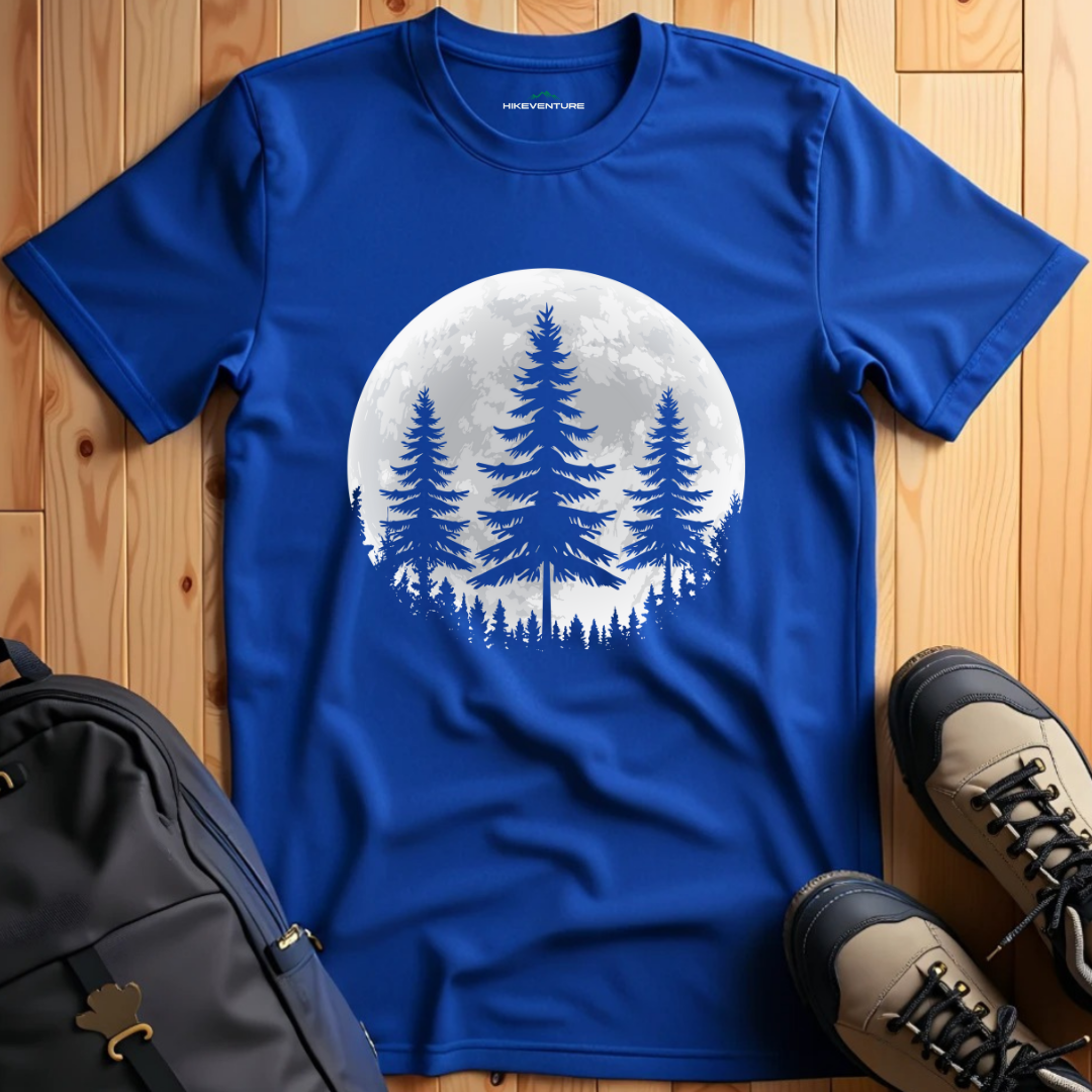 Minimalist Pine Tree with Full Moon T-Shirt