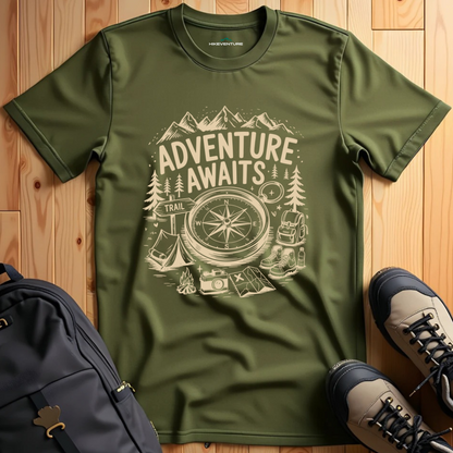 Adventure Awaits- Hiking Items T-Shirt