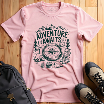 Adventure Awaits- Hiking Items T-Shirt