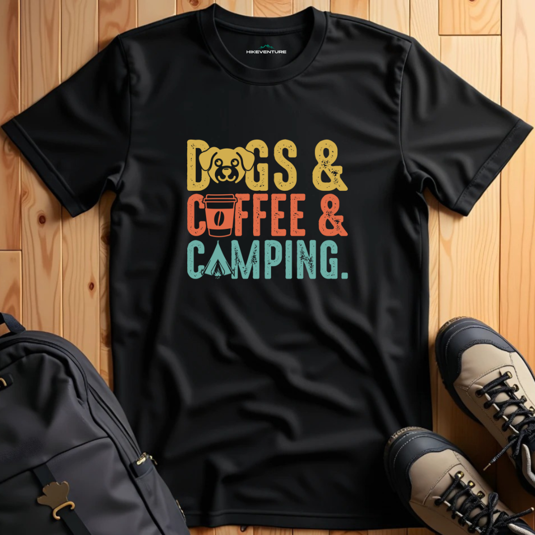 Dogs, Coffee & Camping T-Shirt