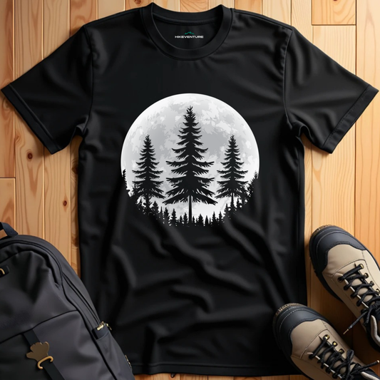 Minimalist Pine Tree with Full Moon T-Shirt