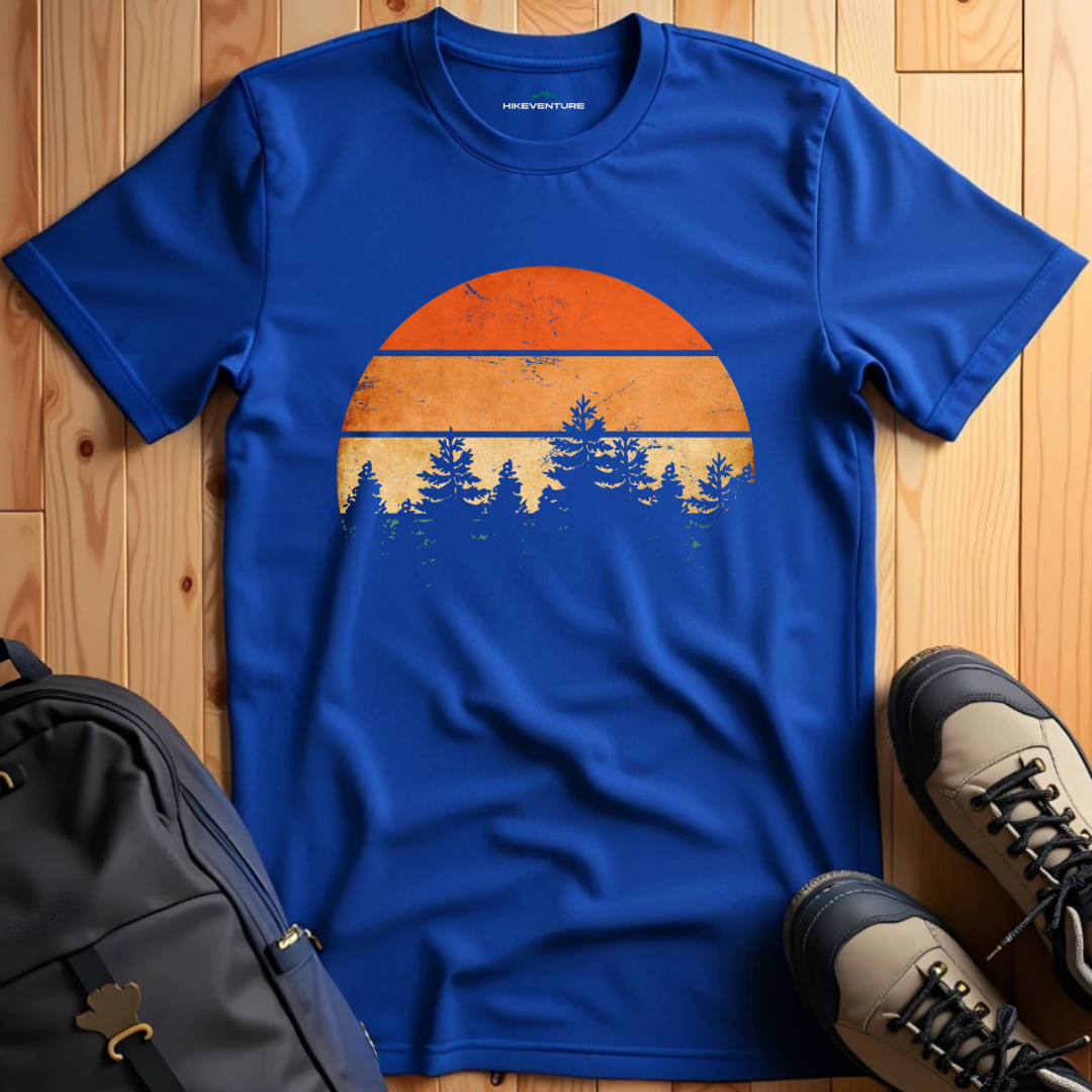 Retro Sunset Pine Trees T-Shirt