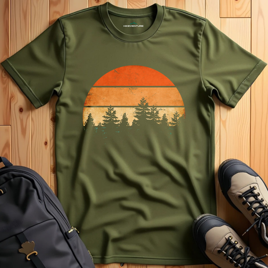 Retro Sunset Pine Trees T-Shirt