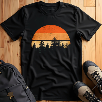 Retro Sunset Pine Trees T-Shirt